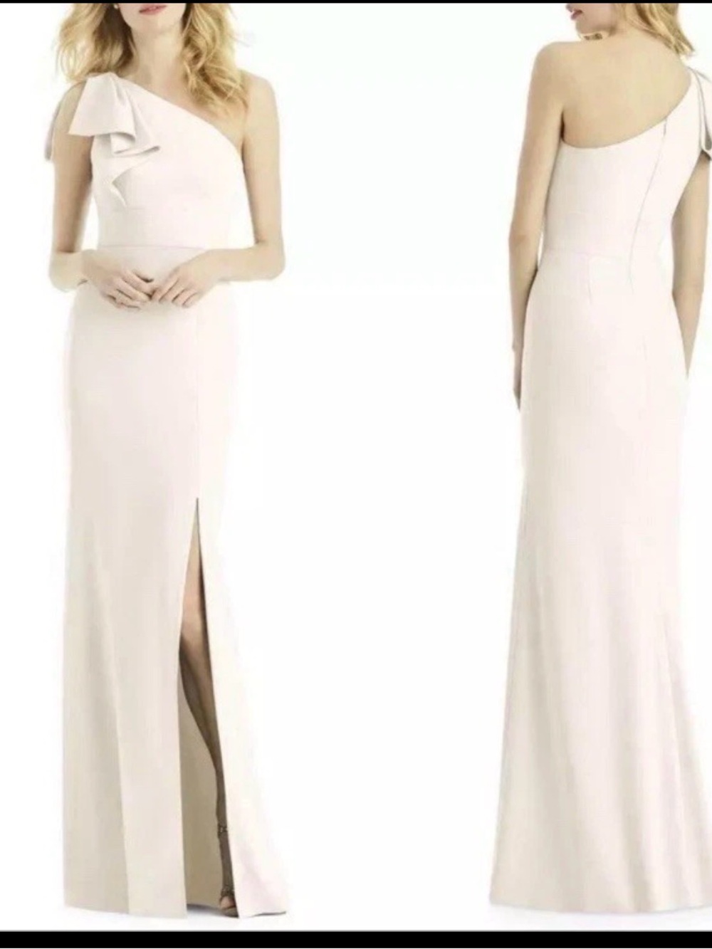 After Six Cream One-Shoulder Maxi Dress with Ruffle